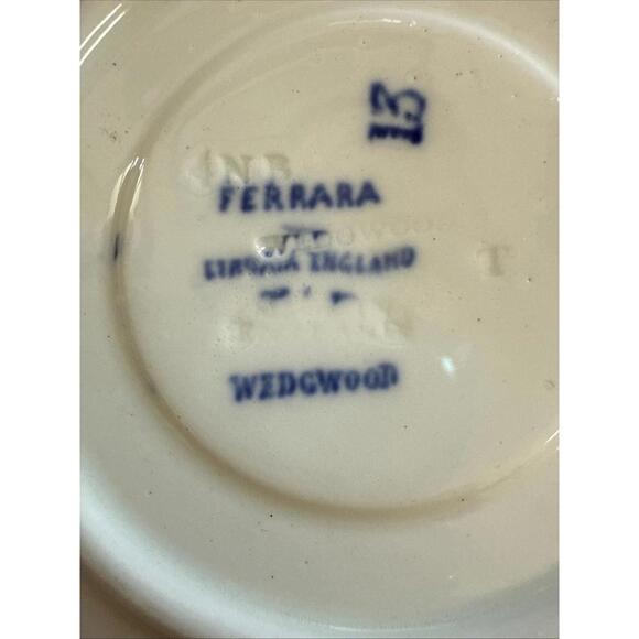 Antique Wedgwood Ferrara Demitasse Teacup &  Saucer Blue Ships Floral England - Picture 11 of 15